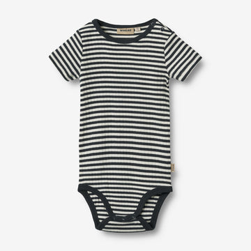 Wheat Main Kortærmet Body Edvald Body 9432 navy rib stripe