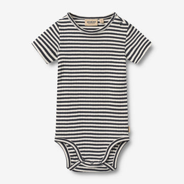 Wheat Main Kortærmet Body Edvald Body 9432 navy rib stripe
