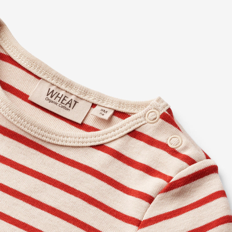 Wheat Main Kortærmet Body Edvald | Baby Underwear/Bodies 2078 red stripe