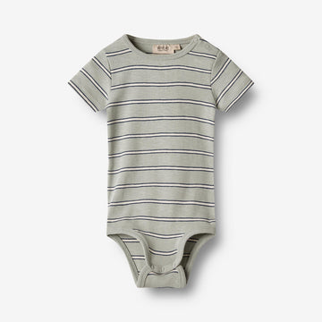 Wheat Main   Kortærmet Body Edvald Underwear/Bodies 1476 sea mist stripe