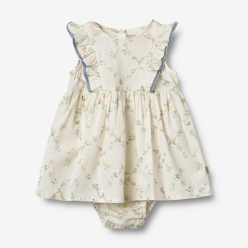 Wheat Main Kortærmet Bodykjole Sofia Suit 9426 ivory checked flowers