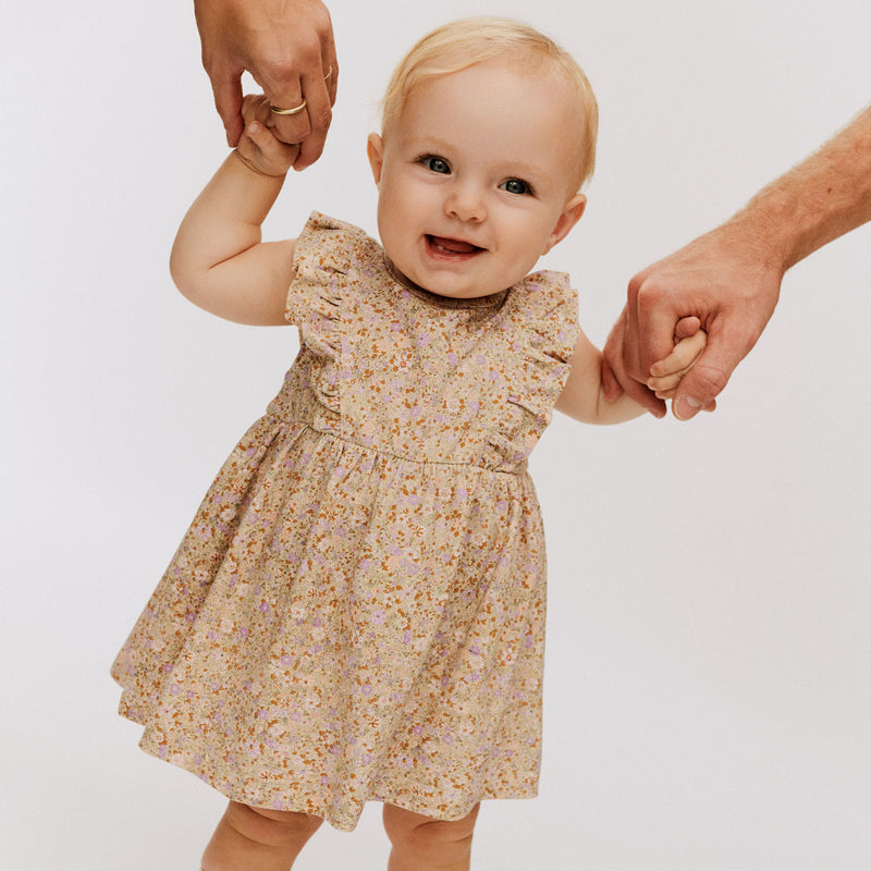 Wheat Main Kortærmet Bodykjole Vianna Dress 9409 lilac flower meadow