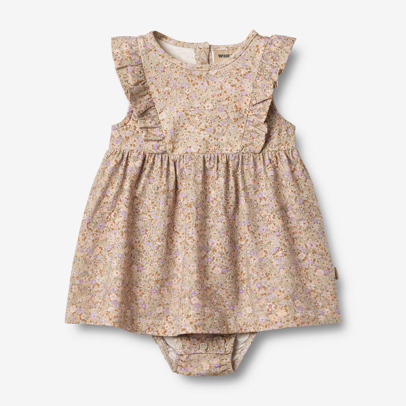 Wheat Main Kortærmet Bodykjole Vianna Dress 9409 lilac flower meadow