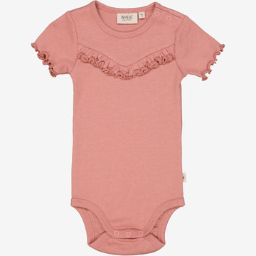 Wheat Main  Kortærmet Flæse Rib Body Underwear/Bodies 2021 old rose