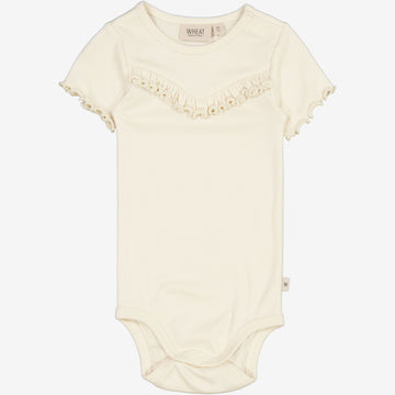 Wheat Main  Kortærmet Flæse Rib Body Underwear/Bodies 3129 eggshell 