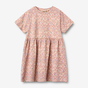 Wheat Main Kortærmet Jersey Kjole Anna Dress 9876 magenta heart flowers