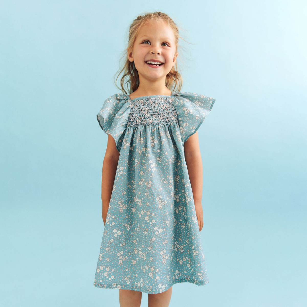 Wheat Main Kortærmet Kjole Elva Dress 9661 spring lake flowers