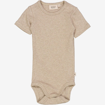 Wheat Main  Kortærmet Rib Body Underwear/Bodies 3306 cappuccino melange