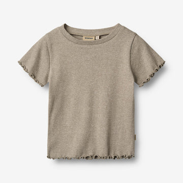 Wheat Main Kortærmet Rib T-shirt Alicia T-Shirt 0072 gravel melange