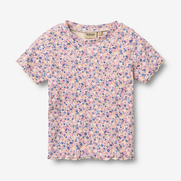 Wheat Main Kortærmet Rib T-shirt Alicia T-Shirt 9649 pink blue flowers