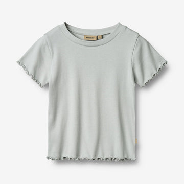 Wheat Main Kortærmet Rib T-shirt Irene Jersey Tops and T-Shirts 1560 soft blue