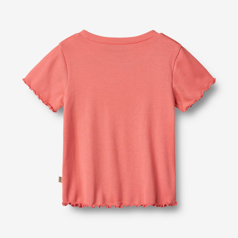 Wheat Main Kortærmet Rib T-shirt Irene Jersey Tops and T-Shirts 2216 light coral