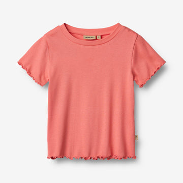 Wheat Main Kortærmet Rib T-shirt Irene Jersey Tops and T-Shirts 2216 light coral