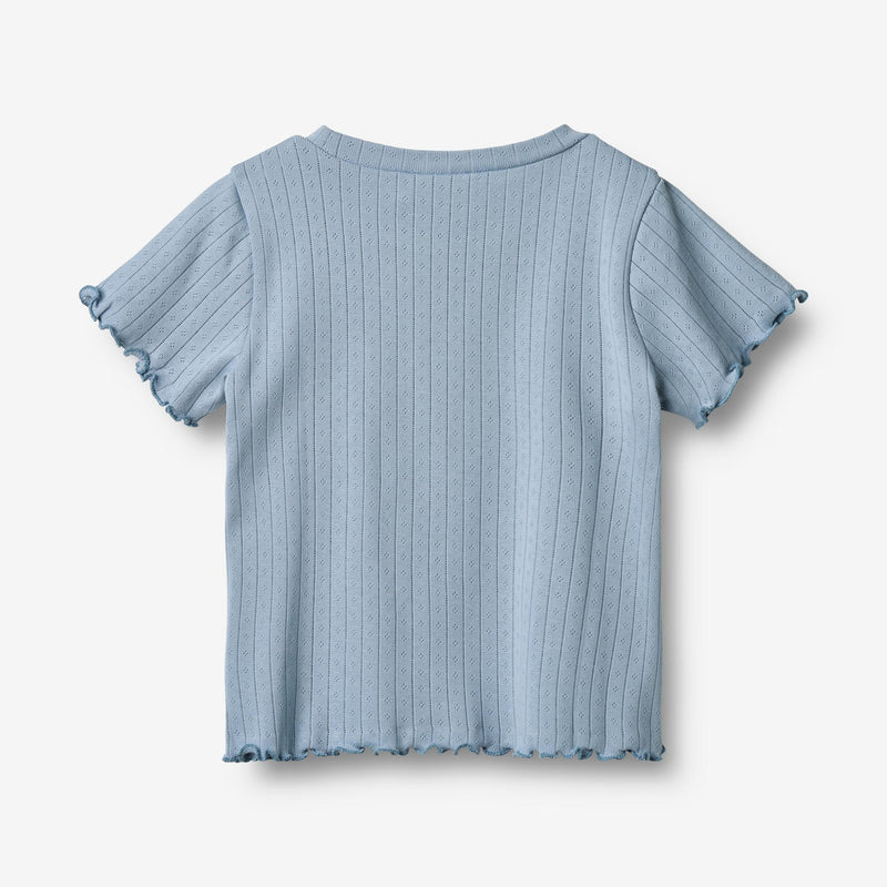 Wheat Main Kortærmet Rib T-shirt Irene T-Shirt 9431 morning sky