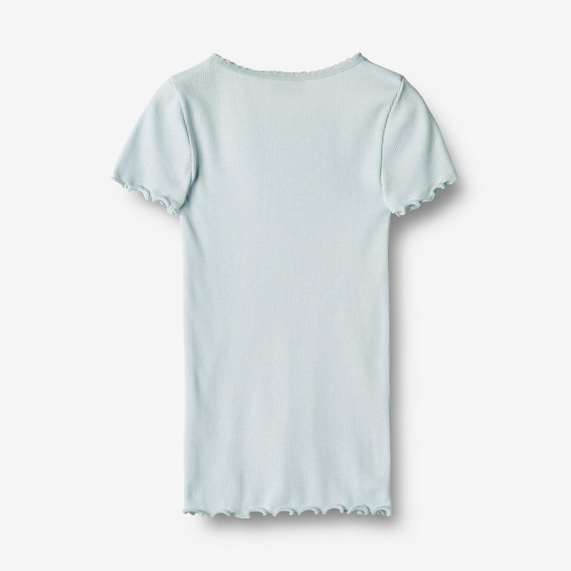 Wheat Main   Kortærmet Rib T-shirt Katie Jersey Tops and T-Shirts 4030 light blue