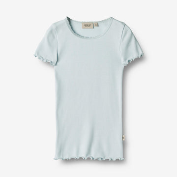 Wheat Main   Kortærmet Rib T-shirt Katie Jersey Tops and T-Shirts 4030 light blue