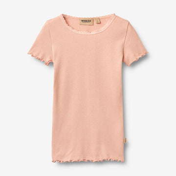 Wheat Main Kortærmet Rib T-shirt Katie T-Shirt 9658 rose cloud