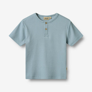 Wheat Main Kortærmet Rib T-shirt Lumi Jersey Tops and T-Shirts 9419 calm blue