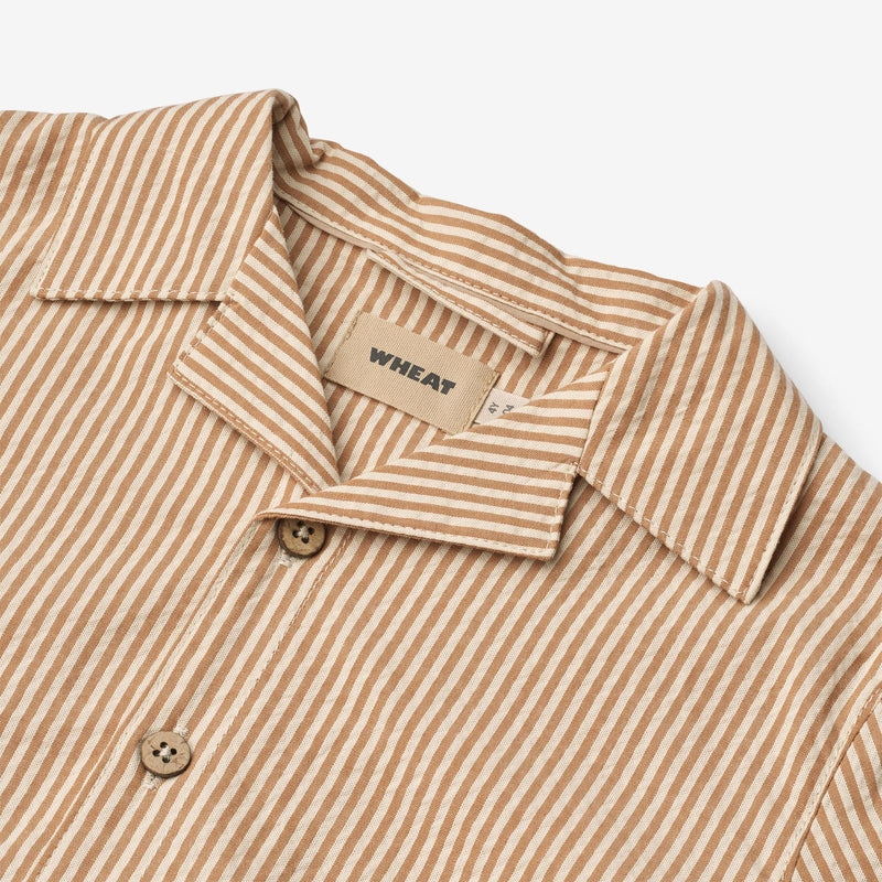 Wheat Main Kortærmet Skjorte Anker Shirt 5078 caramel stripe