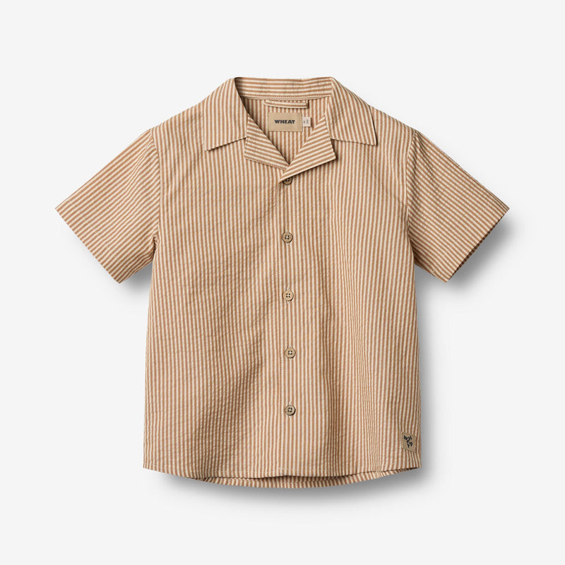 Wheat Main Kortærmet Skjorte Anker Shirt 5078 caramel stripe