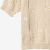 Wheat Main Kortærmet Striktop Malvina Top 9731 sandshell white flowers