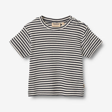 Wheat Main Kortærmet T-Shirt Fabian T-Shirt 9432 navy rib stripe