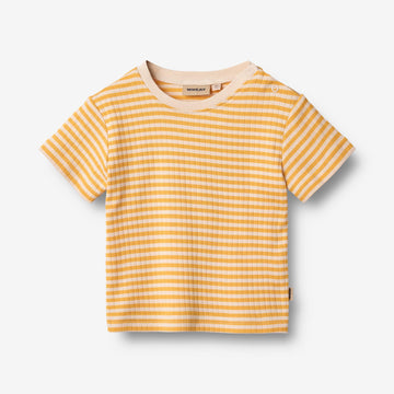 Wheat Main Kortærmet T-Shirt Fabian T-Shirt 9449 yellow rib stripe