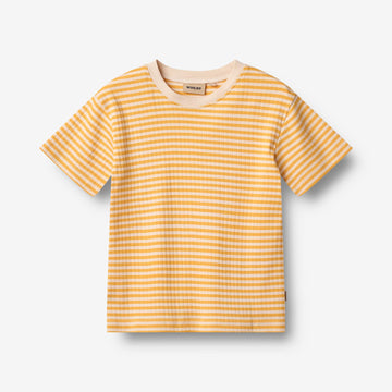 Wheat Main Kortærmet T-shirt Fabian T-Shirt 9449 yellow rib stripe