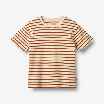 Wheat Main Kortærmet T-shirt Fabian T-Shirt 9447 warm caramel stripe