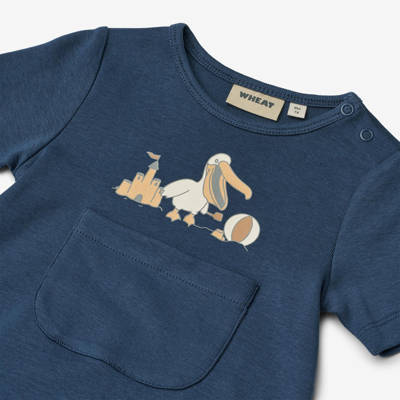 Wheat Main Kortærmet Sommerdragt Per Jumpsuit 1042 blue waves