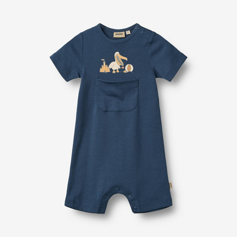 Wheat Main Kortærmet Sommerdragt Per Jumpsuit 1042 blue waves