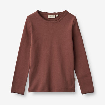 Wheat Main  Langærmet Basis T-shirt Belis Jersey Tops and T-Shirts 2389 plum rose