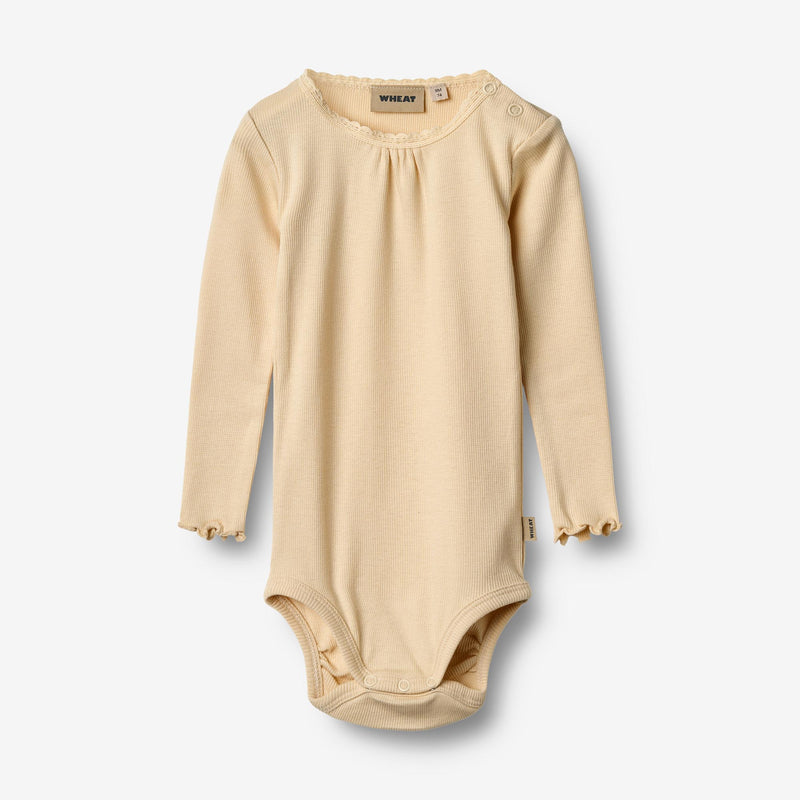 Wheat Main Langærmet Blonde Rib Body Lotta Underwear/Bodies 9430 macadamia