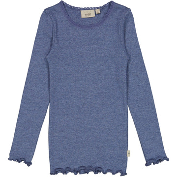 Wheat Main Langærmet Blonde Rib T-Shirt Jersey Tops and T-Shirts 1076 blue melange