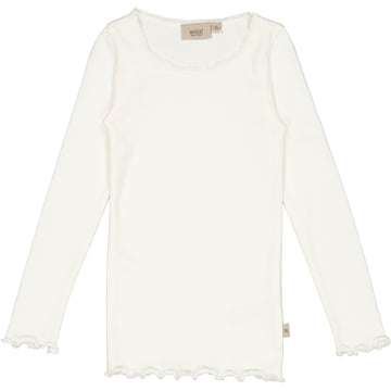 Wheat Main Langærmet Blonde Rib T-Shirt Jersey Tops and T-Shirts 3182 ivory 
