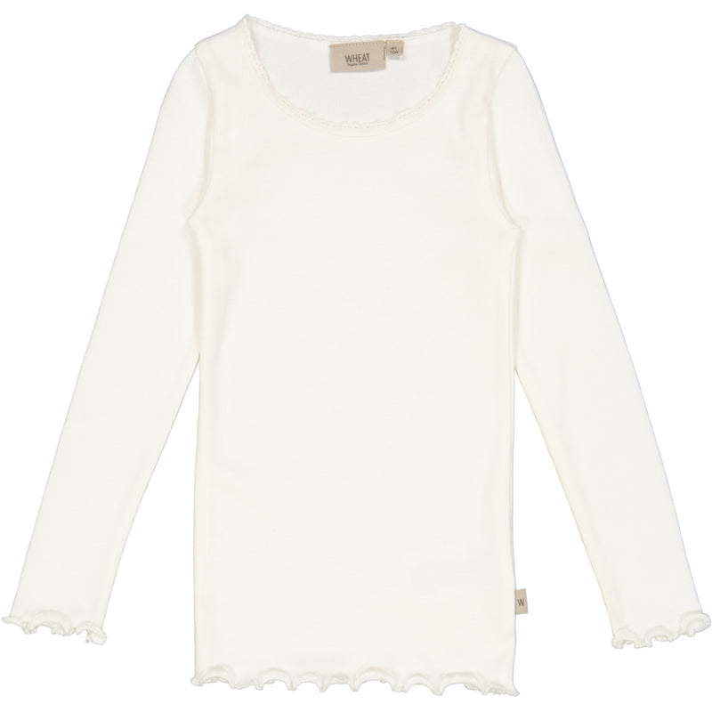 Wheat Main Langærmet Blonde Rib T-Shirt Jersey Tops and T-Shirts 3182 ivory 
