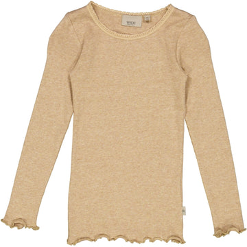 Wheat Main Langærmet Blonde Rib T-Shirt Jersey Tops and T-Shirts 3230 sand melange
