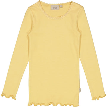 Wheat Main Langærmet Blonde Rib T-Shirt Jersey Tops and T-Shirts 5083 sahara sun