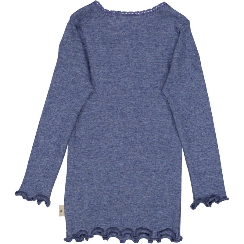 Wheat Main Langærmet Blonde Rib T-shirt Jersey Tops and T-Shirts 1076 blue melange