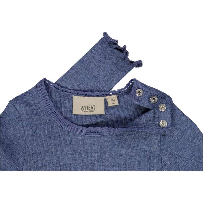 Wheat Main Langærmet Blonde Rib T-shirt Jersey Tops and T-Shirts 1076 blue melange