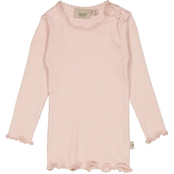 Wheat Main Langærmet Blonde Rib T-shirt Jersey Tops and T-Shirts 2400 powder