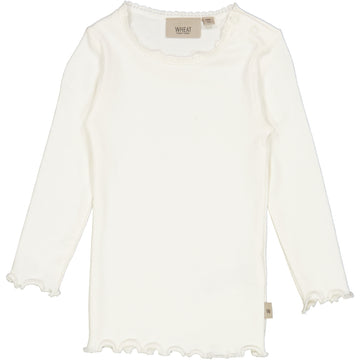 Wheat Main Langærmet Blonde Rib T-shirt Jersey Tops and T-Shirts 3182 ivory 