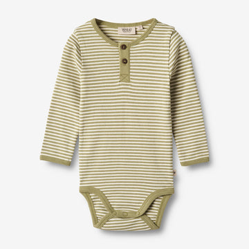Wheat Main   Langærmet Body Benny Underwear/Bodies 4126 sage green stripe