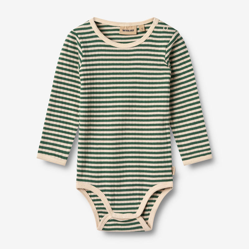 Wheat Main Langærmet Body Berti Body 4142 green stripe