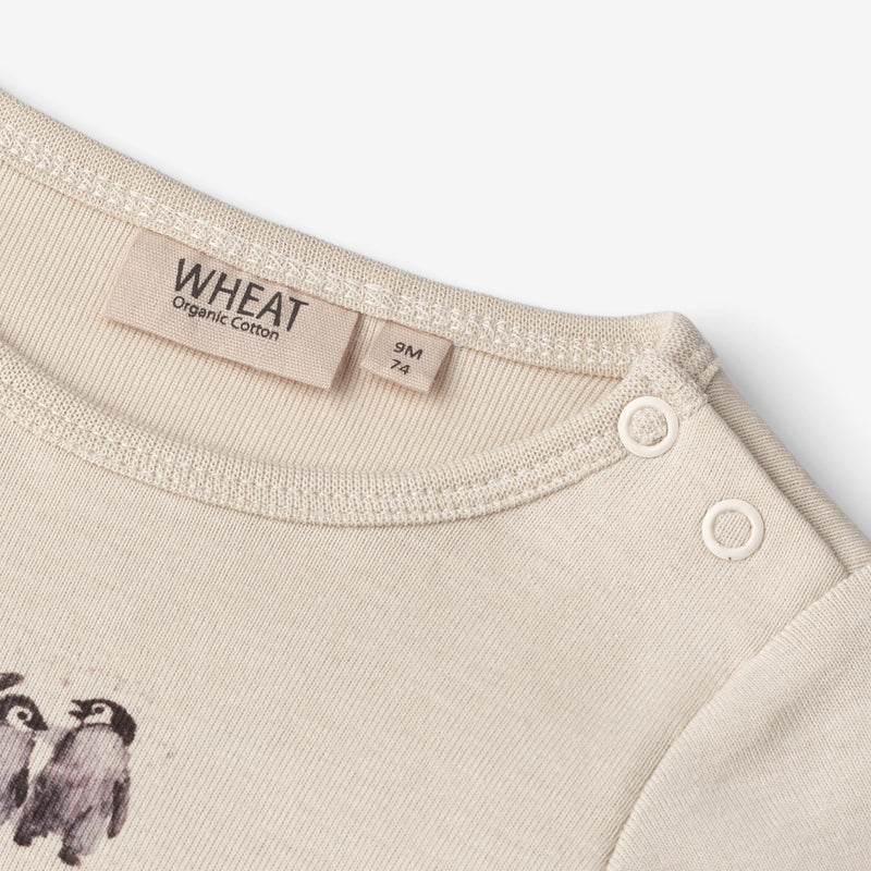 Wheat Main  Langærmet Body Pingviner | Baby Underwear/Bodies 3191 offwhite