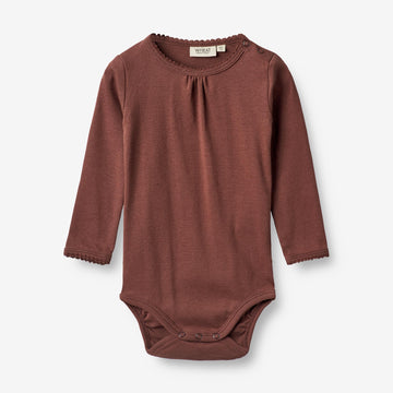 Wheat Main  Langærmet Body Roselinde | Baby Underwear/Bodies 2389 plum rose