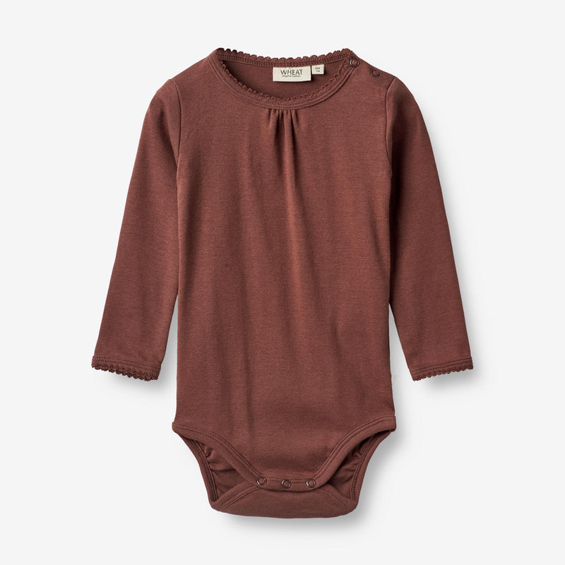 Wheat Main  Langærmet Body Roselinde | Baby Underwear/Bodies 2389 plum rose