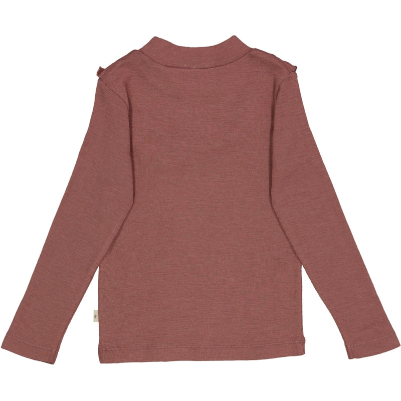 Wheat Wool Langærmet Flæse T-shirt Uld Jersey Tops and T-Shirts 2110 rose brown
