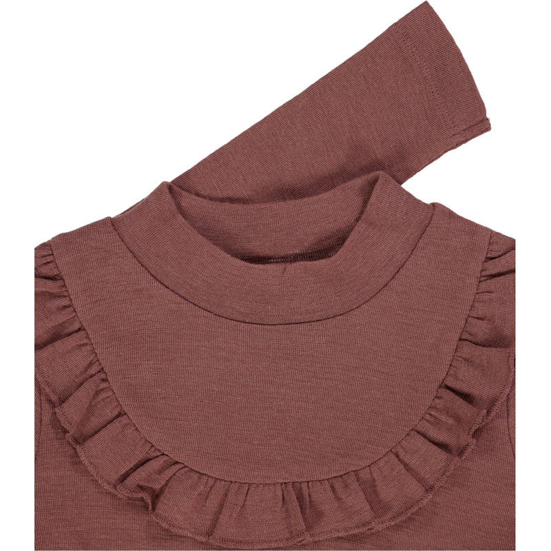 Wheat Wool Langærmet Flæse T-shirt Uld Jersey Tops and T-Shirts 2110 rose brown