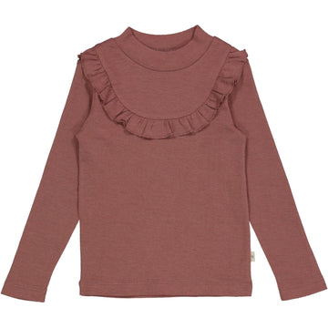 Wheat Wool Langærmet Flæse T-shirt Uld Jersey Tops and T-Shirts 2110 rose brown